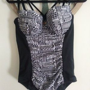 Torrid 0 ruched tribal boho swimsuit one piece